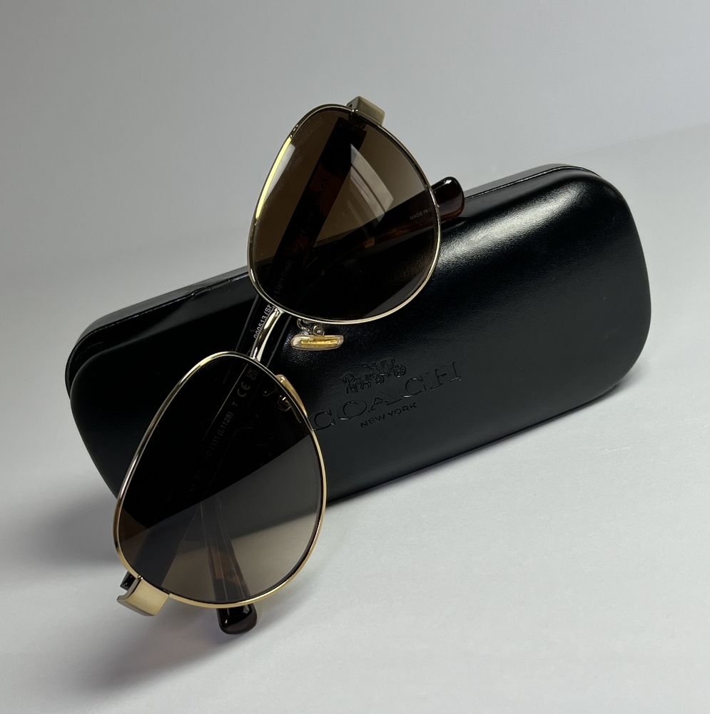 Coach Gold Frame Sunglasses with Brown Lenses